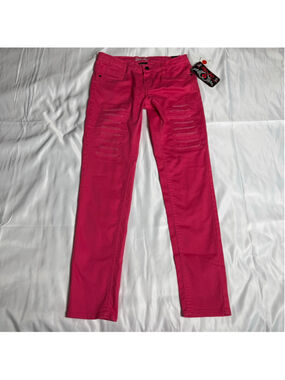 Girls Real Love Distressed Skinny Jeans Pink Size 16